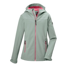 Killtec Softshell Jacket KOS 483 (with hood, windproof, water-repellent) natural green girls